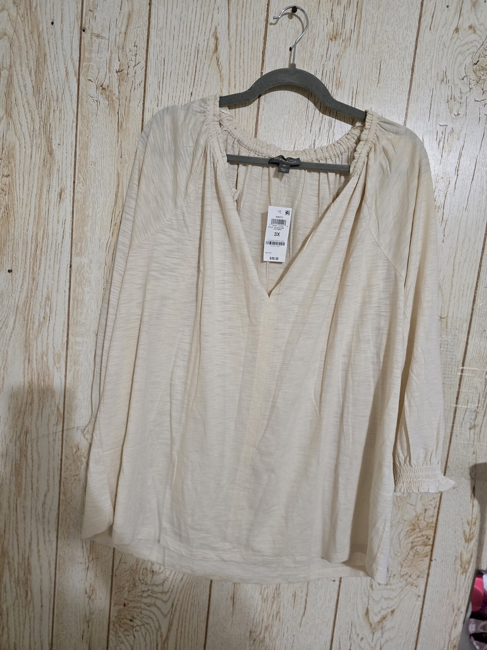STYLE AN CO Light Cream Women's Peasant Blouse -